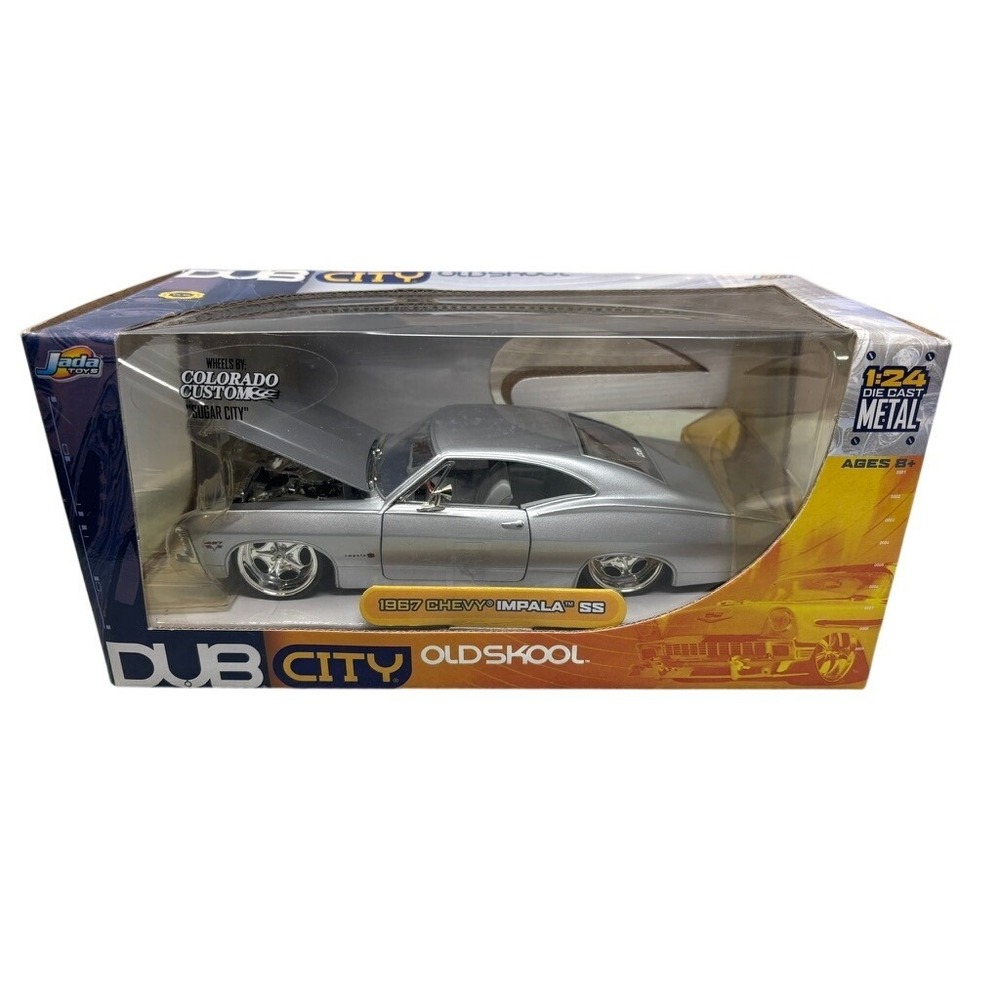 Jada Toys Dub City Old Skool 1967 Chevy Impala SS Silver 1:24 Diecast w/Seal NEW